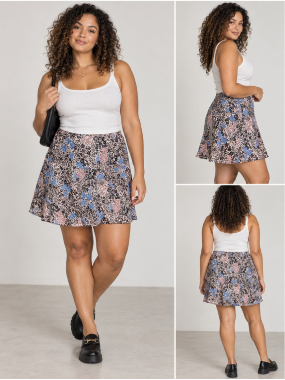 LOFT Floral Jacquard Flare Mini Skirt Size 12 NWT Pastel Pink Blue Black